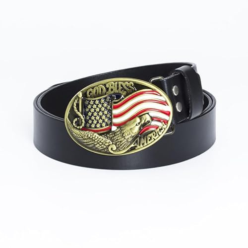 WYYXJY Herren Gürtel Schwarz American Eagle Gürtel Punk Rock Hiphop Casual Western Cowboy Gürtel Rindsleder Retro Gürtel Große Schnalle