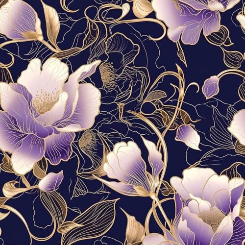 JIAOQSS Self Adhesive Wallpaper Black and Purple Floral Glitter Ginkgo Floral Stick on Wallpaper Contact Paper Waterproof Vinyl Film Plastic Roll for Bedroom Living Room Wall Cabinet Decoration