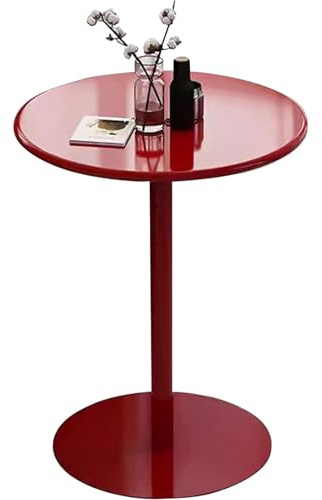Failjierue Runder Cocktailbartisch, hoch, mit Metallfuß, ideal als Beistelltisch, Nachttisch oder Couchtisch für Wohnzimmer und Restaurant-Bistro | Rot(40x56cm)