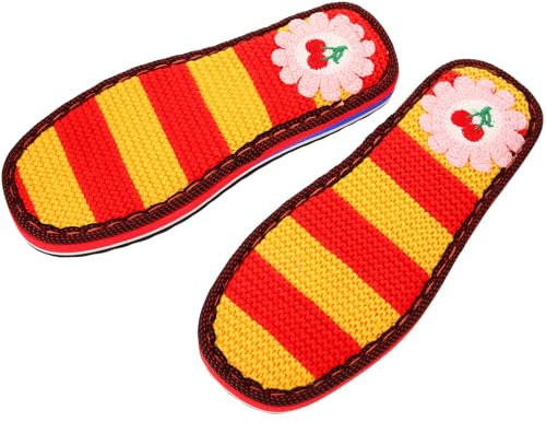 Abaodam Gehäkelte Baumwoll Schuhsohlen mit Stickerei Rutschfest Atmungsaktiv Ersatzsohlen für Hausschuhe Größe 38 39 Komfortable Vorfußpolster für Zuhause und Unterwegs