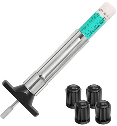 DOETYD Professional Tyre Tread Depth Gauge with 4 Tyre Caps | 6-Sided Color-Coded Design, Dual Scale (1/32 & 25mm) for Accurate Measurement on Car, Truck, Motorcycle