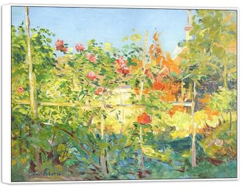 MUHJDYC Gustave Caillebotte Berühmte Leinwandbild-Kunstdruck Wandbilder-Weiß Rahmen Bild für Wohnzimmer Fertig zum Aufhängen(Garten in Trouville) 30x40cm