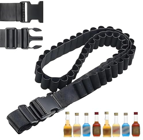 Wcawnlt Klopfer Gürtel 27 Slots Patronengürtel Shotgürtel Schnapsgürtel Gürtel Klopfer Shot Schnaps Zubehör, Kostüm Fasching Junggesellenabschied Kohltour Saufgürtel Für Party Festival