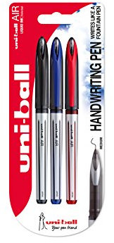 Bolígrafos UB-188-L Air, tinta negra/roja/azul Super Ink a prueba de manipulación, punta estilográfica, paquete de 3 unidades