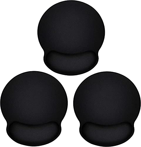 Mauspad mit Stützleiste, ergonomisches Gel-Handgelenkauflage, Gaming-Mauspad Lycra-Tuch, rutschfeste PU-Unterseite für Computer, Laptop, Zuhause, Büro und Reisen, Schwarz 3 PACK schwarz