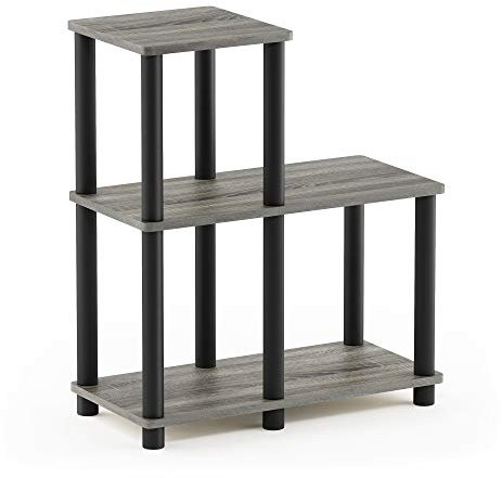 Furinno Turn-N-Tube Tablette Décorative d'Appoint, Chêne Français Gris/Noir, One Size