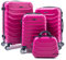 R.Leone Valigia Set 4 Trolley Rigido grande, medio, bagaglio a mano e beauty case 8 ruote in ABS 2026 (Fucsia, Set 4 XS S M L)
