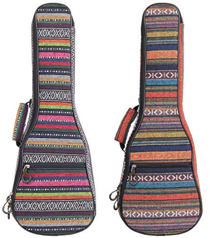 Longteam Print Ukulele Case 10mm Sponge Portable Wasserdichte Ukulelen Tasche Abdeckung Uke Gig Bag mit Zubehör Aufbewahrungstasche (26 Inch Tenor, Böhmisches Gelb)