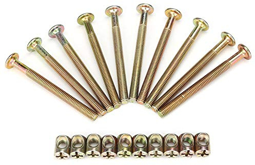 Écrou + vis pour meubles, 10 pièces M6 x 70 mm Vis à tête cylindrique à six pans creux Boulons avec écrous cylindriques Goujon croisé fendu