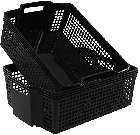 Tstorage Large Storage Basket, Stackable Open Storage Bin, Black, Pack of 2, F