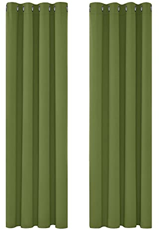 Deconovo Verdunkelungsvorhang Ösen Thermovorhang Blickdicht Gardinen Wohnzimmer, 183x132cm(HöhexBreite), Apfelgrün, 2er Set