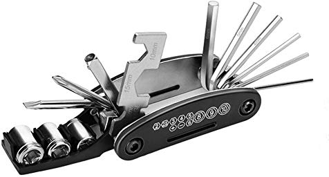 CheungLee 15-in-1 Fahrrad Multi-Tool, Schrauben-Dreher Kreuz Schlitz, Schrauben-Schlüssel, Nuss, Imbus, 6-Kant, zusammen-klappbar Edelstahl