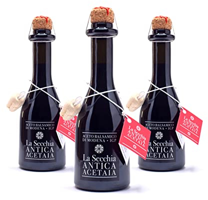La Secchia - Vinaigre Balsamique de Modène IGP Una Stella. Affiné en Chêne - Bouteille de 250 ml avec Bouchon Doseur en Liège - 3 BOUTEILLES