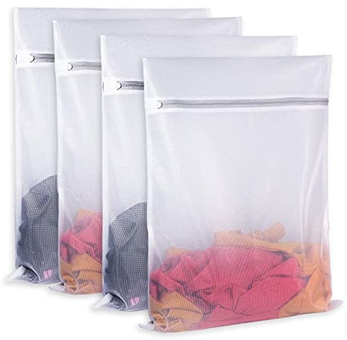 SUERIV Mesh Laundry Bags,Laundry Bags Mesh Wash Bag for Washing Machine-Supper Zipper Net Laundry Bag,Lingerie,Sweater,Garment,Undergarment Large Size(16 x20 inch),Pack of 4