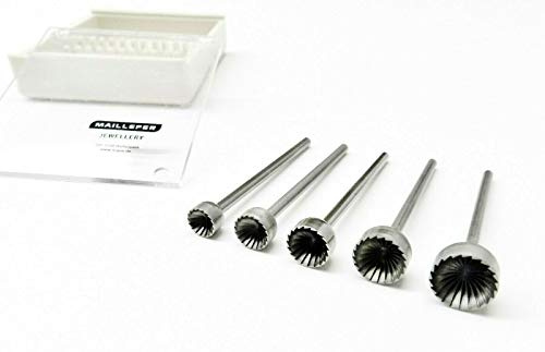 Großes Bohrer-Set mit 3/32-Zoll-Schaft, Fig 77b, konkav, 5-teiliges Sortiment, 6 mm bis 10 mm, Swiss Made