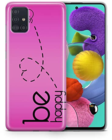 König Design Handyhülle kompatibel mit Xiaomi Mi Note 10 Lite Silikon Case Hülle Sturzsichere Back-Cover Handyhülle Be Happy Pink