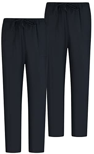 MISEMIYA - Pack 2 Pcs - PANTALÓN Sanitarios Unisex Cintura ELÁSTICA UNIFORMEES Sanitarios Uniformes MEDICOS UNFIROMES Laboratorios - L, Negro 68