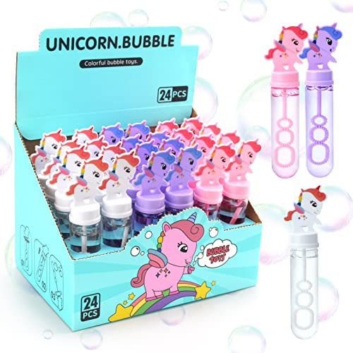 Moltby Seifenblasen Kinder Mitgebsel - 24 Stück Einhorn Seifenblasen Set, Einhorn Bubbles Mitgebsel Kindergeburtstag Mädchen, Mini Seifenblasen Mitgebsel Kinderparty (35ml)