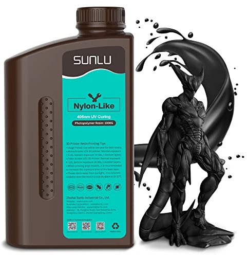 SUNLU Nylon-ähnliches 3D-Druckharz 1KG, hochfestes und langlebiges Photopolymerharz für LCD/DLP/SLA-Drucker, 395-405nm UV-Härtung, ideal für Funktionsteile, Prototypen, 1000G Schwarz