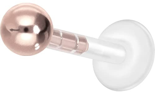 PIERCINGLINE PMFK Labret mit Plug in System CHIRURGENSTAHL KUGELPiercing Ohr Lippe Nase Helix Medusa Roségoldfarben 8 x 3 mm
