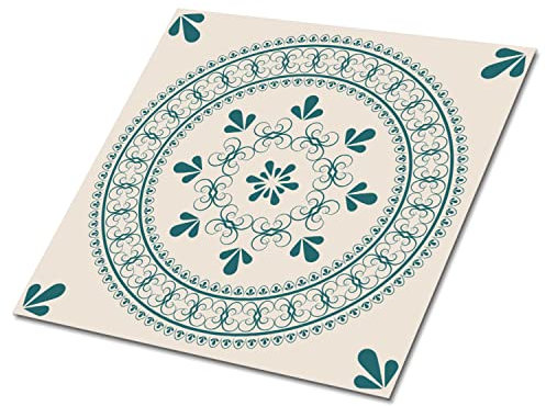Decormat Selbstklebende Vinylfliesen Grün Wandfliesen für die Küche Fliesenaufkleber Dekoartikel Aufkleber Satz von 9 Fliesen - 30x30 cm Bodenbeläge PVC - Orientalisches Thema