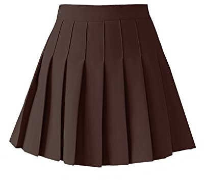 TONCHENGSD Damen High Waist Plissee Mini Skirt Skater Tennisrock, dark coffee, XX-Large