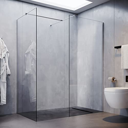 SONNI Duschwand Glas Set 80+90 cm Walk in Duschtrennwand 8mm Nano Glas Duschkabine Modern, Walk In Serie, 200 cm hoch