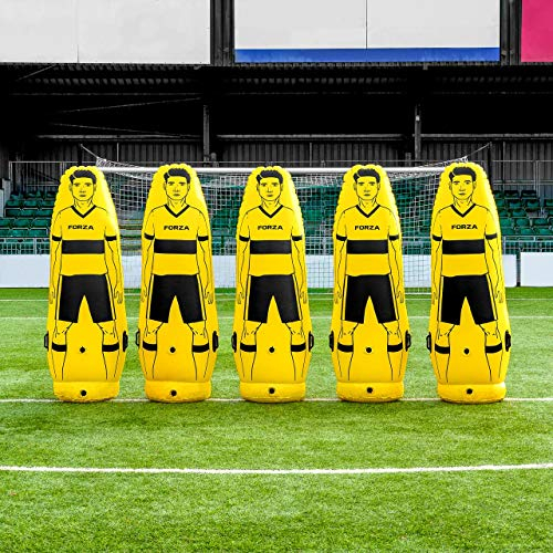 FORZA Profi Fußball Luft Dummies – aufblasbare Fußballtraining Freistoßdummies | Standardsituation Training | Fußballtraining Ausrüsting (Junioren (115 cm), Packung von 5)
