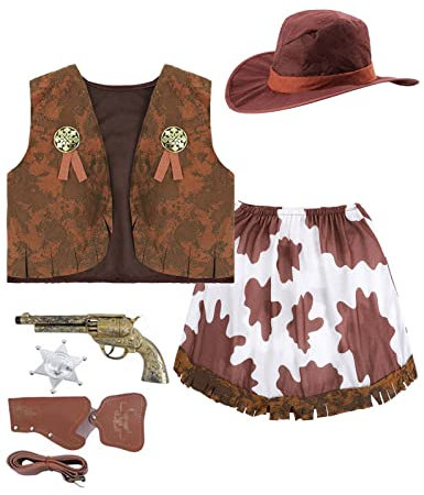 MOMBEBE COSLAND Costume da cowboy per bambina, western Travestimento da Cowgirl, 4-5 anni