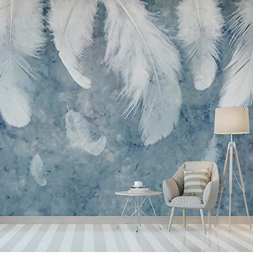 YABAOST Selbstklebendes Wandbild 400X280Cm 3D Wandtattoo Wandsticker Schlafzimmer Weiß Mode Federn Wanddeko Wandaufkleber Wohnzimmer Tapete Wasserdichtes Pvc Wandbild Hintergrund