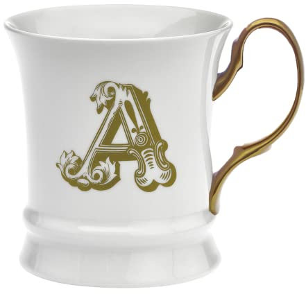 Livellara Milano Tazza 350 ml Porcellana, Personalizzata con Lettera A, per Colazione, Campeggio, Laurea, Idea Regalo, Lavabile in Lavastoviglie Collezione: Lettering