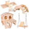 Juguetes Hamster Madera, Juguetes para Masticar Hámster, 4 Piezas Juguetes para Hámster Columpio, Balancín, Casa, Accesorios De Juguete para Los Conejos, La Chinchilla, Hámsters, Cobayas