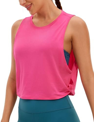 CRZ YOGA Damen Sport Tank Top Ärmelloses Leichte Fitness Crop Top Sommer Yoga Shirt Lässig Oberteile Sporttop Schallrosa 38