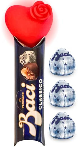 Baci Perugina Idee Regalo Fidanzata e Fidanzato - Baci Perugina 37,5gr + Cuore Luminoso 6cm - Regalo Uomo e Donna
