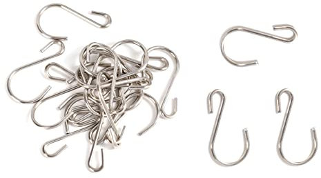 Yikla Ganchos en S para colgar, ganchos pequeños en forma de S resistentes para colgar ropa, plantas, macetas, hechos de acero inoxidable, paquete de 20