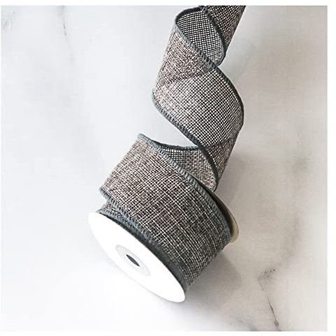Yurosiay 5 Yard ×4 cm Juteband Bunt Sackleinen Band Breit Leinenband Juteband Mit Draht Vintage Dekoband Jute Geschenkband Schleifenband Weihnachtsband für DIY Handwerk Hochzeit Grau