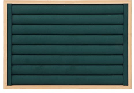 Velvet 7 Slots Ring Earrings Trays, Stackable Jewellery Tray Ring Display Case Showcase Tray Jewelry Organizer for Showcase Display(Green)