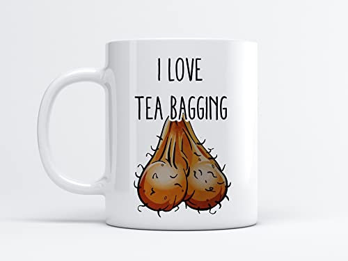 EKAM “I Love Tea Bagging” -Tea Mug - with Funny Rude Words -! Novelty Birthday Gift for Him Her Joke Humour (#LOVETEABAGGING)