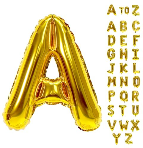 Biapian Folienballon Buchstaben Gold, XXL 40 Zoll Buchstaben A Luftballon Große, Gold Buchstaben Ballon, 101.6CM Alphabet Folienballon Helium für Geburtstag Hochzeit Jubiläum Babyparty Deko (Gold A)