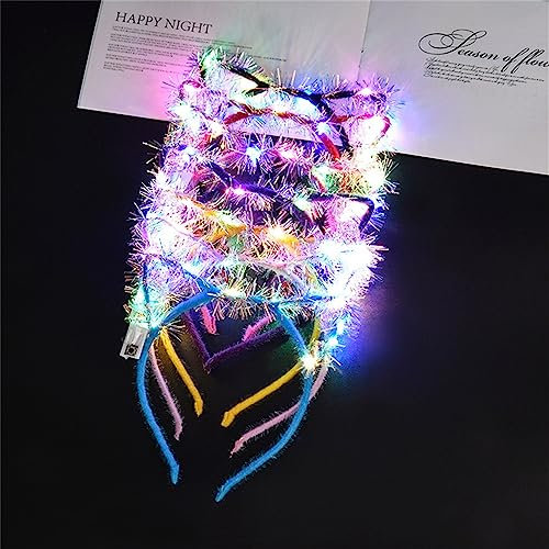 REQO 10 PièCes Serre-TêTe Chat,Bandeau D'Oreilles De Chat à Paillettes,Lumineux Cheveux Accessoires,Pour Enfants Femmes DéCorations De FêTe La Vie Quotidienne Cosplay