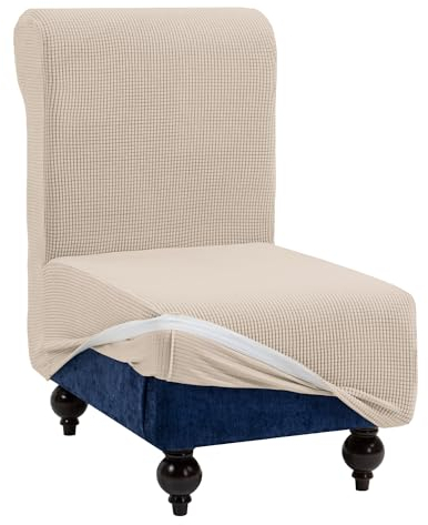 TIANSHU Sofabezug Ohne Armlehnen 1 Sitzer, Spandex Couchbezug Ohne Armlehne Elastischer Antirutsch Stretchhusse Komfort Stoff (1 Sitzer, Beige)