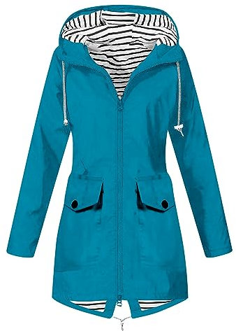 EMATOP Übergangsjacke Damen Leicht Atmungsaktive Regenjacke Winddicht Wasserdicht Regenmantel mit Kapuze Windbreaker Jacke Lang Einfarbig Jacke Herbst Winter Dünne Softshelljacke Outdoorjacke
