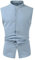 Leinenhemd Herren Ärmellos Hemd Hemden Regular Fit Männer T-Shirt Mit Taschen Sommer Knopfleiste Strand Shirt Herren Täglicher Verschleiß F-Blue Grey XL