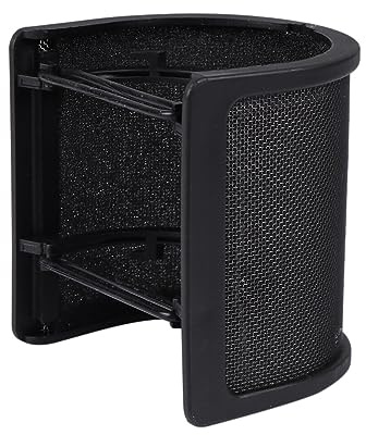 ibasenice Triple Microphone Windproof Cover U-shaped Noise Reduction Shield for Recording Streaming Black Protects against Spit Breath Wind for Audio