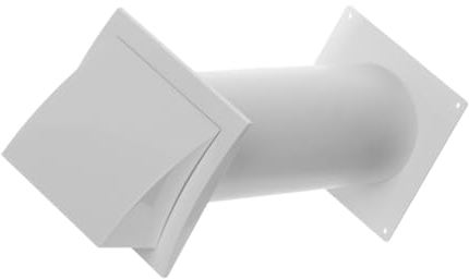Ø 125mm Kit de Ventilación Mural con Válvula Antirretorno - Tubo Telescópico de Plástico - Rejilla de Ventilación con Protección contra la Lluvia y el Viento