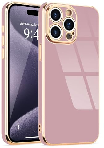 Lafunda for iPhone 15 Pro Case Luxury Bling Plating, Purple | Full Camera Protection Soft TPU Bumper, for Women Gilrs Simple Slim Anti-Scratch Shockproof Protective Cover