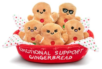 WHAT DO YOU MEME? Relatable, Animales de Peluche, Gran Regalo de Hombre de Jengibre, Divertidos, 5 Peluches de Pan de Jengibre con Cesta de Transporte, Juguete Suave para niños y Adultos