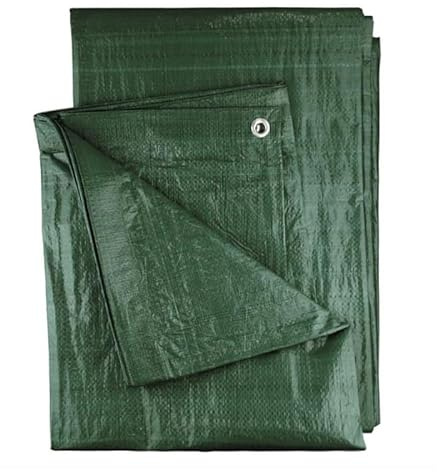 DIAH DO IT AT HOME Green Tarpaulin 90 GSM (6m x 8m) - Lightweight Waterproof Tarp Cover with Aluminium Eyelets for Garden, Camping Ground Sheet, Wood Logs & Outdoor Furniture Protection