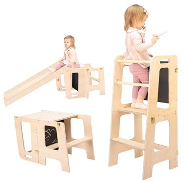 DeveKids Lernturm ab 1 Jahr (Lackiertes Holz, Mit Rutsche)