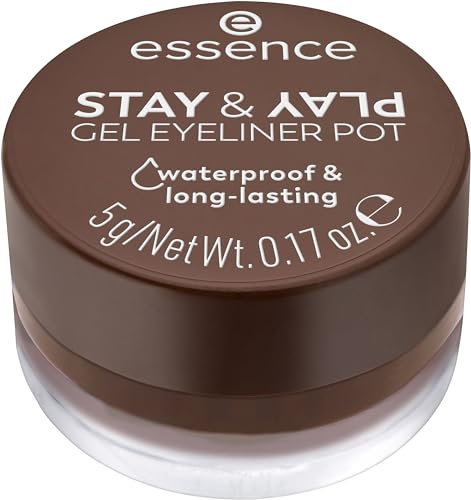 Essence Stay & Play Gel Eyeliner Pot No. 02, Long-Lasting, Highly Pigmented, Smudge-Resistant, Colour-Intensive, Matt, Vegan, Waterproof, No Microplastic Particles, Nanoparticles Free, Pack of 1 (5 g)